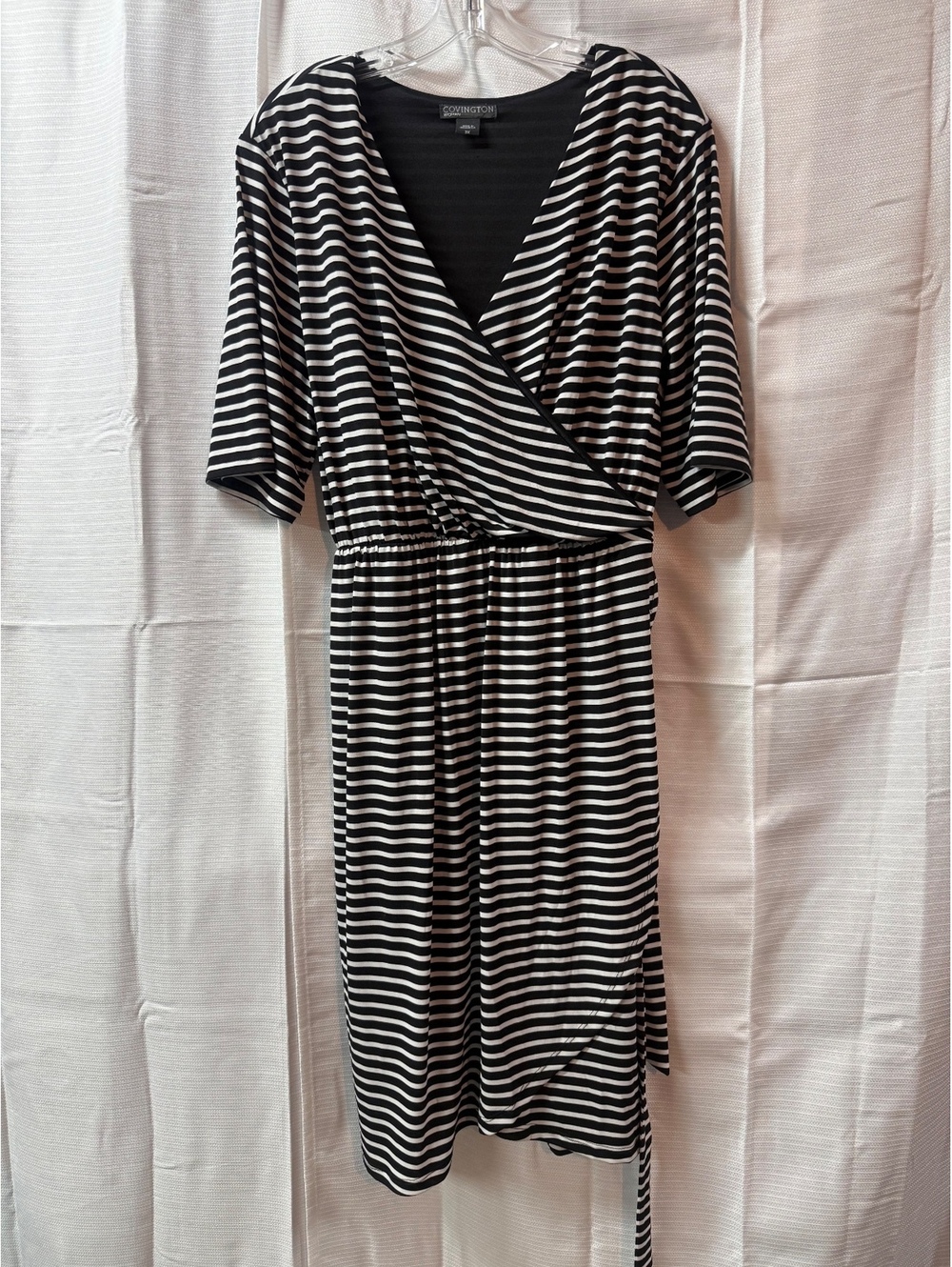 Covington Woman Black and White Striped Wrap Dress 3X